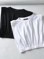 Muscle Padded Cropped Top (White/ Black)