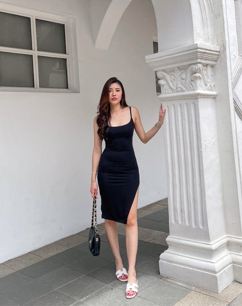 Classic Spag Dress with Slit
