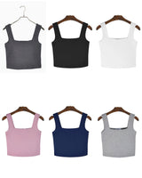 Square neck elastic cropped top