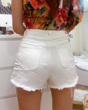 Distressed Denim Shorts (White/ Black)