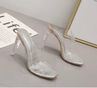 Transparent 2 strap heels (Silver)