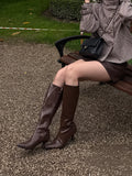 Autumn Brown PU Heel Boots