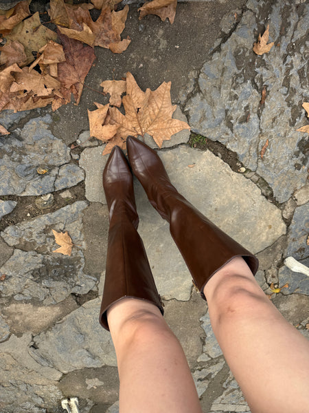 Autumn Brown PU Heel Boots
