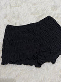 Textured Low Waist Shorts (White/ black)