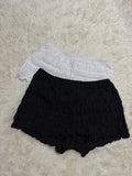 Textured Low Waist Shorts (White/ black)