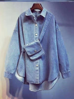 4 Ways Oversized Denim Shirt with Bag Belt