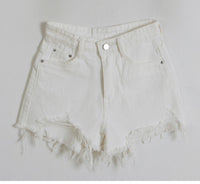 Distressed Denim Shorts (White/ Black)