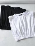 Muscle Padded Cropped Top (White/ Black)