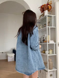 Oversized Denim Shirt with Matching Belt