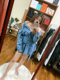 4 Ways Oversized Denim Shirt with Bag Belt