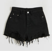 Distressed Denim Shorts (White/ Black)